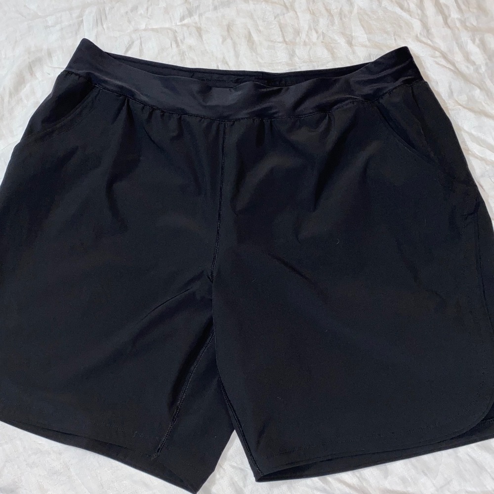 Lands' End Active Shorts Women 24W Black Stretch Pockets 3X Workout Gym